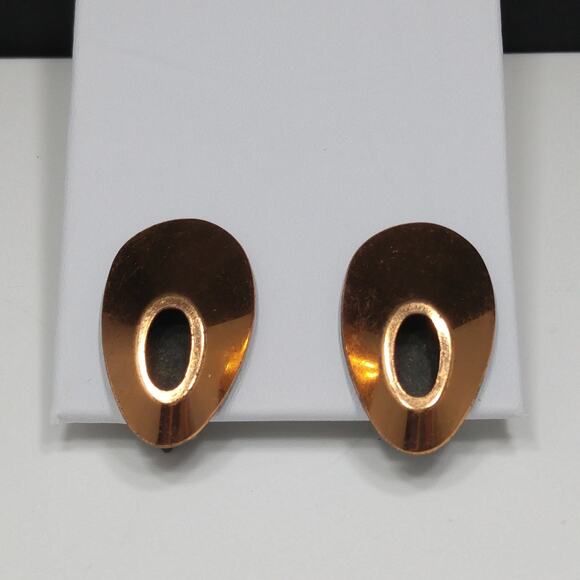 Renoir Copper Clip On Earrings Mid Century Modern 1950s Vintage Jewelry - Picture 6 of 10